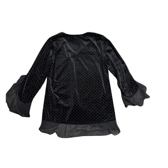 Vince Camuto Layered Polka Dot V-Neck Blouse Women's S Rich Black 3/4 Sleeve - Picture 3 of 3